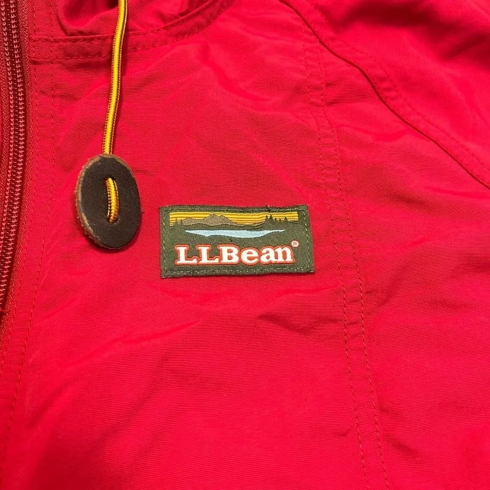 L.L. Bean Jacket Men's Sz M 1/2 Zip Windbreaker Hooded Anorak Red Blue - Picture 5 of 12
